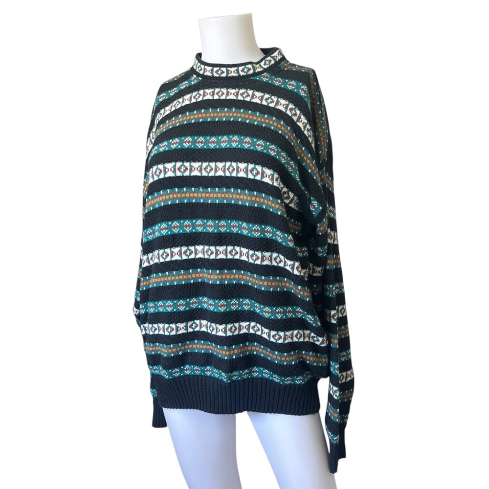 Vintage Justin Blake Striped Sweater Knit Pullover Multicolor Cotton Blend